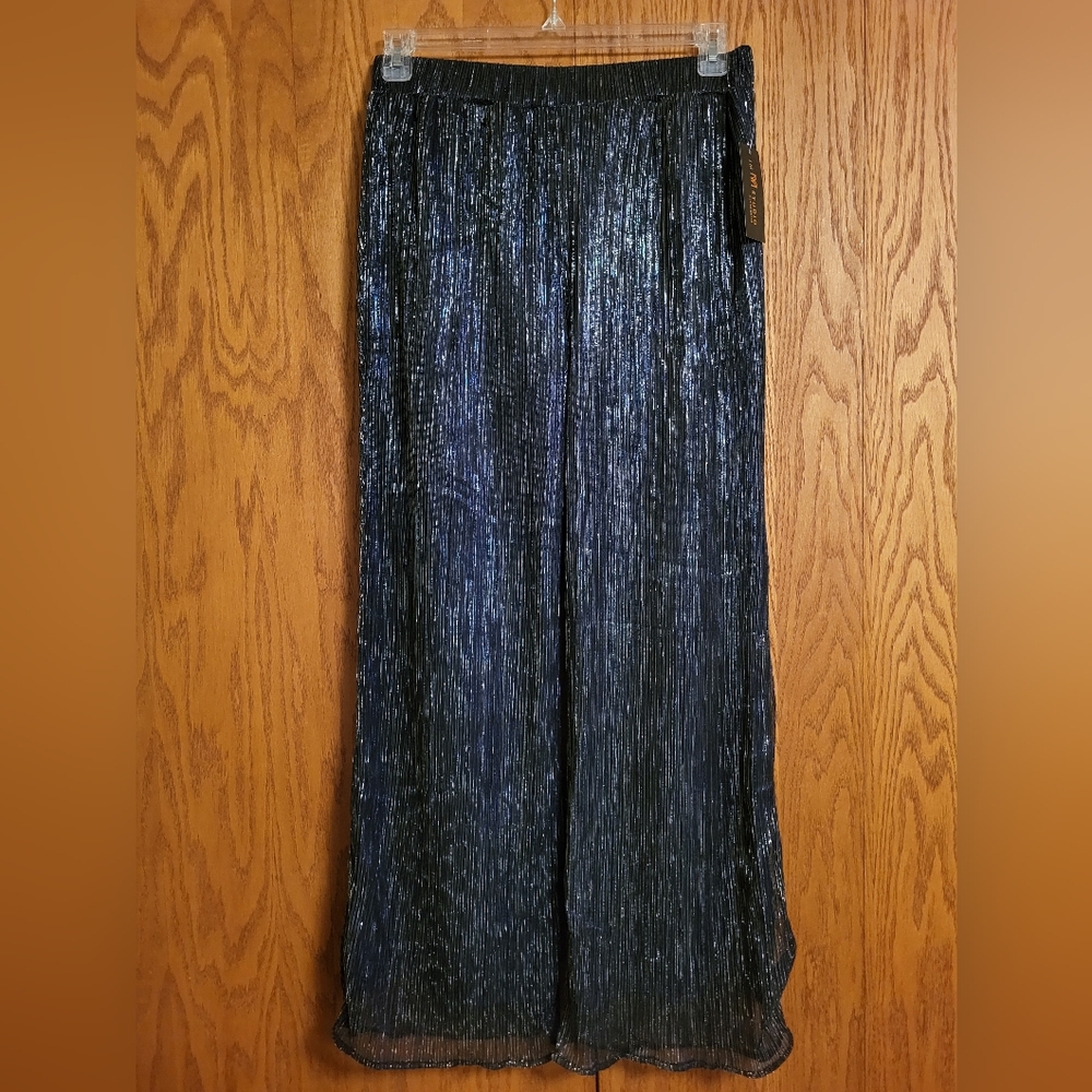 NWT JM Studio by John Meyer Blue Metallic Wide Leg Pant Size Large